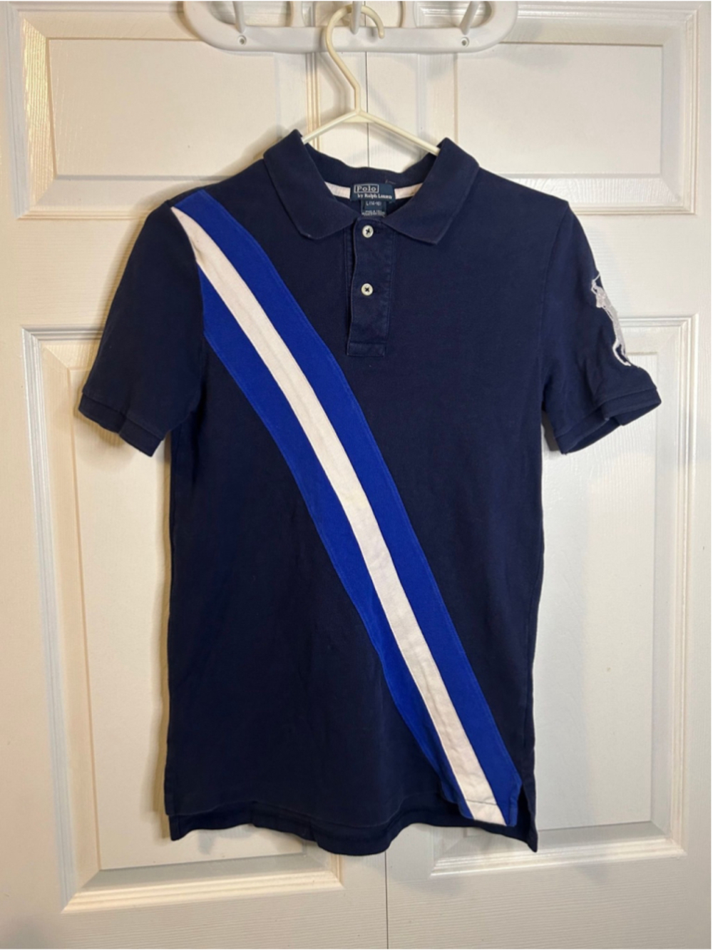 Polo by Ralph Lauren diagonal stripe large pony sleeve 14/16